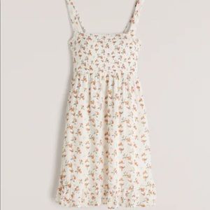 Abercrombie & Fitch Smocked Squareneck Mini Dress in Peach Print